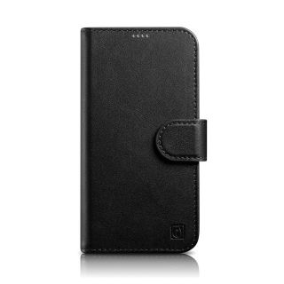 iCarer Wallet Anti-RFID 2in1 iPhone 14 Plus kinyitható és kivetető bőr tok - fekete