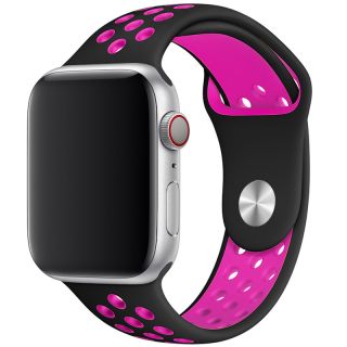 iKi Apple Watch 41mm / 40mm / 38mm lélegző sport szilikon szíj - fekete/pink