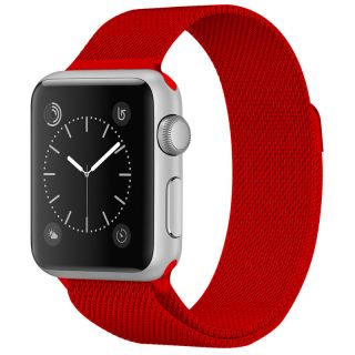 iKi Apple Watch 41mm / 40mm / 38mm milánói fém szíj - piros