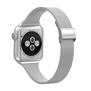 iKi Apple Watch 41mm / 40mm / 38mm Slim milánói fém szíj - ezüst