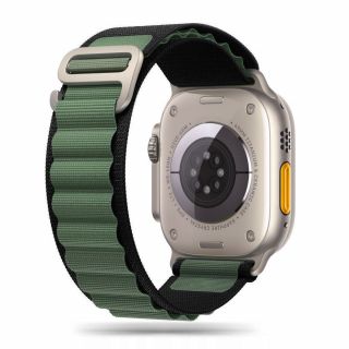 iKi Apple Watch 45mm / 44mm / 42mm / Ultra 49mm Alpesi szövet szíj - fekete/zöld