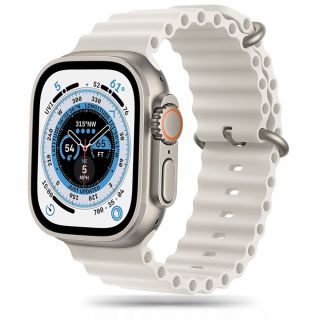 iKi Apple Watch 45mm / 44mm / 42mm / Ultra 49mm Óceán szilikon szíj - bézs