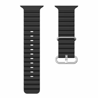 iKi Apple Watch 45mm / 44mm / 42mm / Ultra 49mm Óceán szilikon szíj - fekete