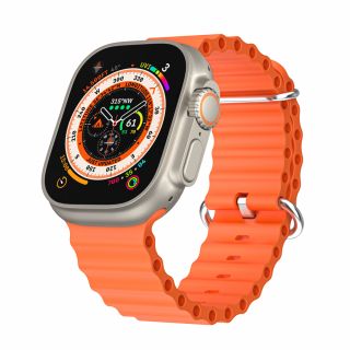 iKi Apple Watch 45mm / 44mm / 42mm / Ultra 49mm Óceán szilikon szíj - narancssárga