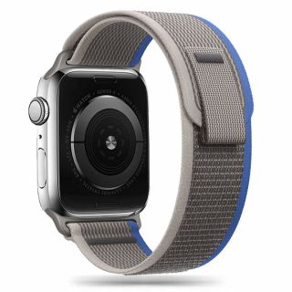 iKi Apple Watch 45mm / 44mm / 42mm / Ultra 49mm Terep szövet szíj - szürke/kék