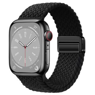 iKi Braided Apple Watch 46mm / 45mm / 44mm / Ultra 49mm csatos fonott körpánt szíj - fekete