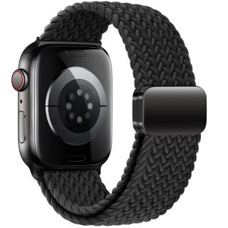 iKi Braided Apple Watch 46mm / 45mm / 44mm / Ultra 49mm csatos fonott körpánt szíj - fekete