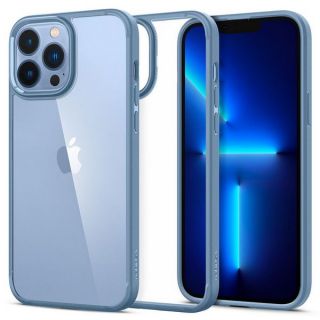 A rugalmas, kék színű Spigen Ultra Hybrid iPhone 13 Pro Max szilikon ütésálló hátlap tok stílusos és letisztult megjelenést kölcsönöz iPhone készülékének.