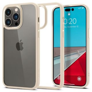 Az elegáns bézs színű Spigen Ultra Hybrid iPhone 14 Pro kemény hátlap tok fiatalos formatervezésű tok, mely számos előnyös funkcióval támogatja telefonját.