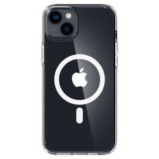 Az átlátszó-fehér színű Spigen Ultra Hybrid MagSafe iPhone 14 Plus kemény hátlap tok precíz kialakításának köszönhetően pontosan illeszkedik a telefonhoz.