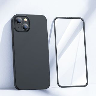 Joyroom 360 Full Case iPhone 13 vékony hátlap tok + kijelzővédő üvegfólia - fekete