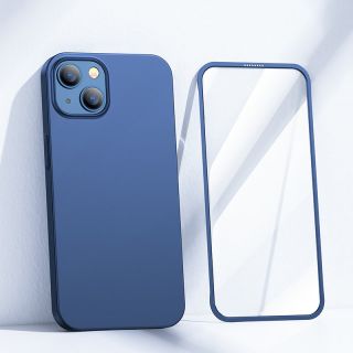 Joyroom 360 Full Case iPhone 13 vékony hátlap tok + kijelzővédő üvegfólia - kék