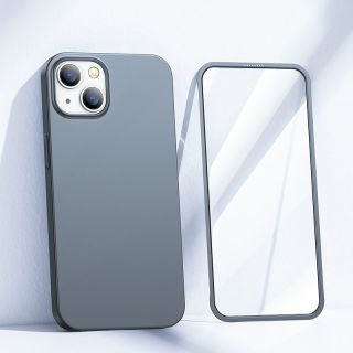 Joyroom 360 Full Case iPhone 13 vékony hátlap tok + kijelzővédő üvegfólia - szürke
