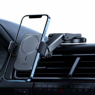 Joyroom JR-ZS295 MagSafe okostelefon autós vezeték nélküli töltő és tartó 15W - műszerfalra - szürke