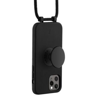 Just Elegance PopGrip iPhone 11 Pro szilikon hátlap tok + nyakpánt + fogantyú - fekete