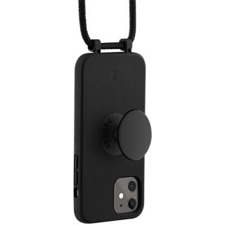 Just Elegance PopGrip iPhone 11 / XR szilikon hátlap tok + nyakpánt + fogantyú - fekete