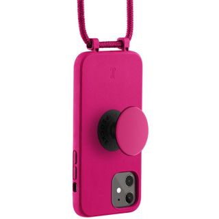 Just Elegance PopGrip iPhone 11 / XR szilikon hátlap tok + nyakpánt + fogantyú - rózsaszín