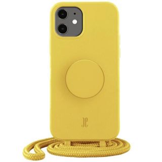Just Elegance PopGrip iPhone 11 / XR szilikon hátlap tok + nyakpánt + fogantyú - sárga