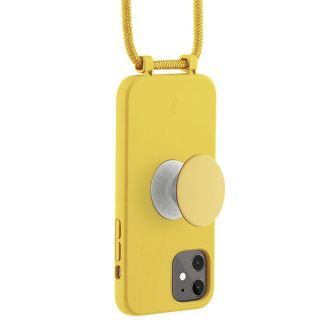 Just Elegance PopGrip iPhone 11 / XR szilikon hátlap tok + nyakpánt + fogantyú - sárga