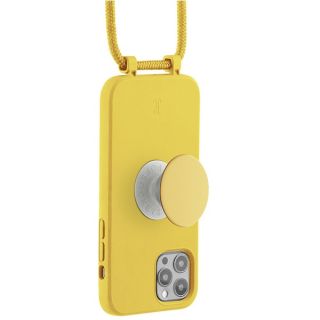 Just Elegance PopGrip iPhone 12 / 12 Pro szilikon hátlap tok + nyakpánt + fogantyú - sárga