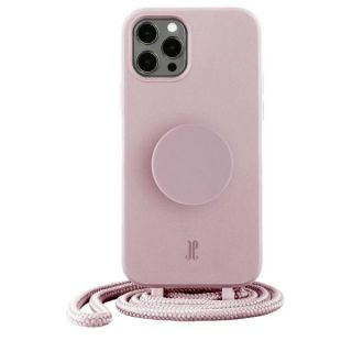 Just Elegance PopGrip iPhone 12 / 12 Pro szilikon hátlap tok + nyakpánt + fogantyú - rose gold