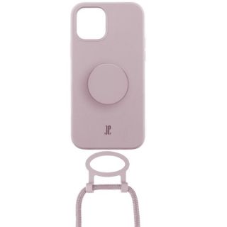 Just Elegance PopGrip iPhone 12 / 12 Pro szilikon hátlap tok + nyakpánt + fogantyú - rose gold