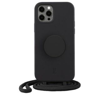 Just Elegance PopGrip iPhone 12 Pro Max szilikon hátlap tok + nyakpánt + fogantyú - fekete