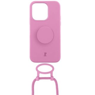 Just Elegance PopGrip iPhone 13 Pro Max szilikon hátlap tok + nyakpánt + fogantyú - rózsaszín