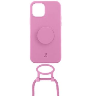 Just Elegance PopGrip iPhone 14 szilikon hátlap tok + nyakpánt + fogantyú - rózsaszín