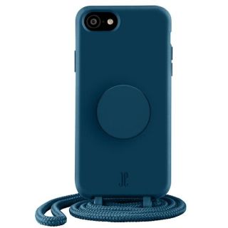Just Elegance PopGrip iPhone SE (2022/2020) / 8 / 7 szilikon hátlap tok + nyakpánt + fogantyú - kék