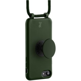 Just Elegance PopGrip iPhone SE (2022/2020) / 8 / 7 szilikon hátlap tok + nyakpánt + fogantyú - zöld