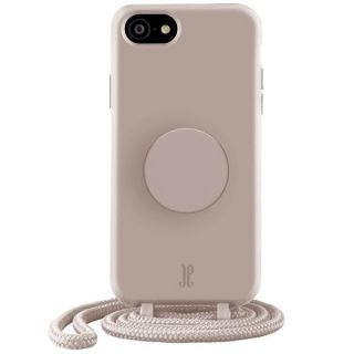 Just Elegance PopGrip iPhone SE (2022/2020) / 8 / 7 szilikon hátlap tok + nyakpánt + fogantyú - rózsaszín