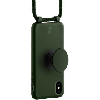 Just Elegance PopGrip iPhone XS / X szilikon hátlap tok + nyakpánt + fogantyú - zöld