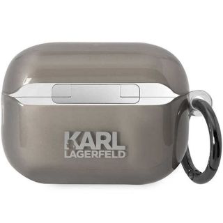 Karl Lagerfeld KKLAP2HNIKTCK AirPods Pro 2 szilikon tok + karabíner - fekete