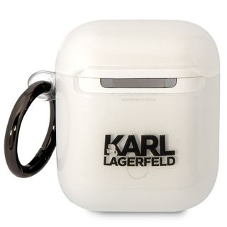 Karl Lagerfeld KLA2HNCHTCT Apple AirPods 2 / 1 szilikon tok + karabíner - átlátszó