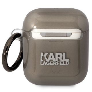 Karl Lagerfeld KLA2HNIKTCK Apple AirPods 2 / 1 szilikon tok + karabíner - fekete