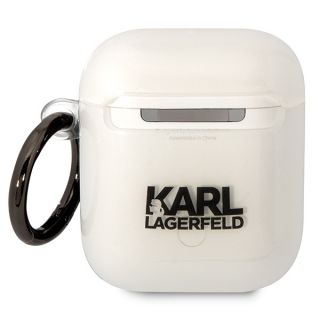 Karl Lagerfeld KLA2HNIKTCT Apple AirPods 2 / 1 szilikon tok + karabíner - átlátszó