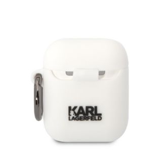 Karl Lagerfeld KLA2RUNCHH AirPods 2 / 1 szilikon tok + karabíner - fehér