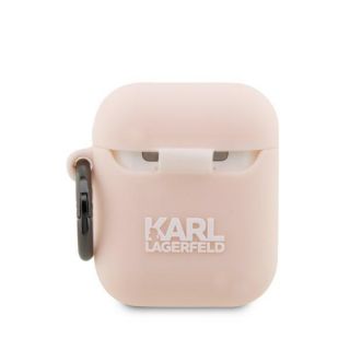 Karl Lagerfeld KLA2RUNCHP AirPods 2 / 1 szilikon tok + karabíner - rózsaszín