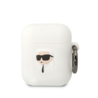 Karl Lagerfeld KLA2RUNIKH Apple AirPods 2 / 1 szilikon tok + karabíner - fehér