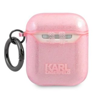 Karl Lagerfeld AirPods 1 / 2 csillámos kemény tok - rózsaszín