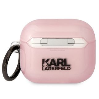 Karl Lagerfeld KLA3HNCHTCP Apple AirPods 3 szilikon tok + karabíner - rózsaszín