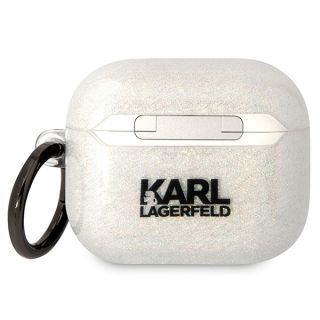 Karl Lagerfeld KLA3HNKCTGT Apple AirPods 3 szilikon tok + karabíner - átlátszó