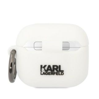 Karl Lagerfeld KLA3RUNCHH AirPods 3 szilikon tok + karabíner - fehér