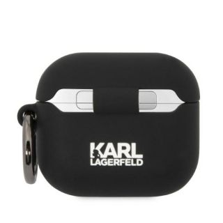 Karl Lagerfeld KLA3RUNCHK AirPods 3 szilikon tok + karabíner - fekete