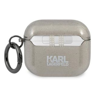 Karl Lagerfeld AirPods 3 csillámos kemény tok - fekete / Choupette