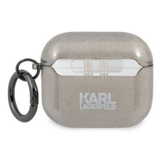 Karl Lagerfeld AirPods 3 csillámos kemény tok - fekete / Karl’s Head