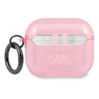 Karl Lagerfeld AirPods 3 csillámos kemény tok - rózsaszín / Karl’s Head
