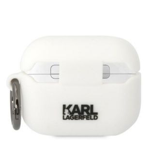 Karl Lagerfeld KLACAPSILKCW AirPods Pro 1 szilikon tok + karabíner - fehér