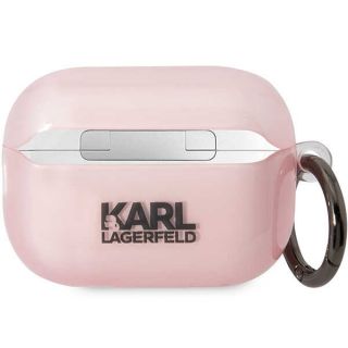 Karl Lagerfeld KLAP2HNCHTCP AirPods Pro 2 szilikon tok + karabíner - rózsaszín